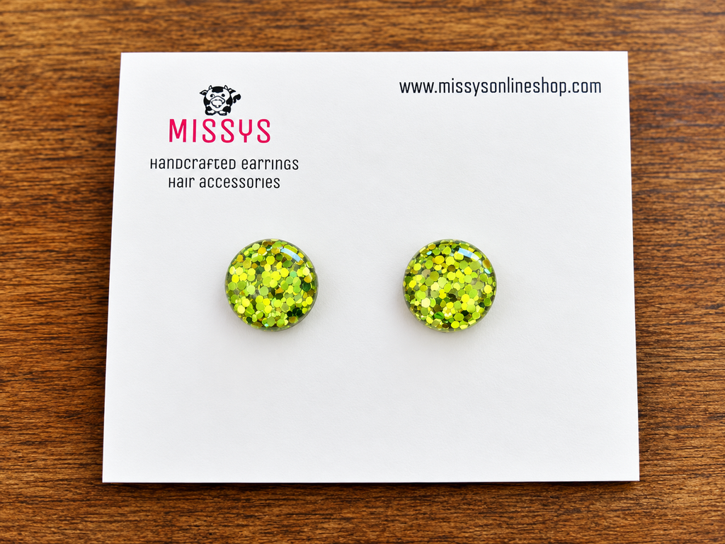 Green Glitter Studs