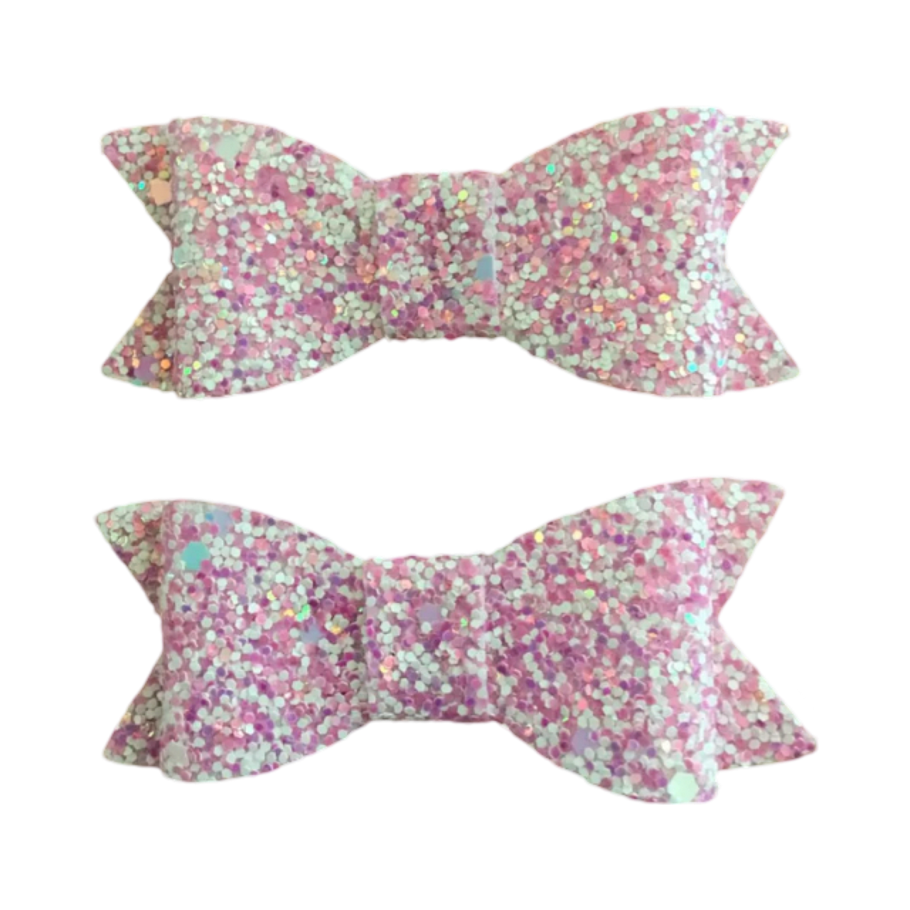 Pale Pink Glitter bow clips set