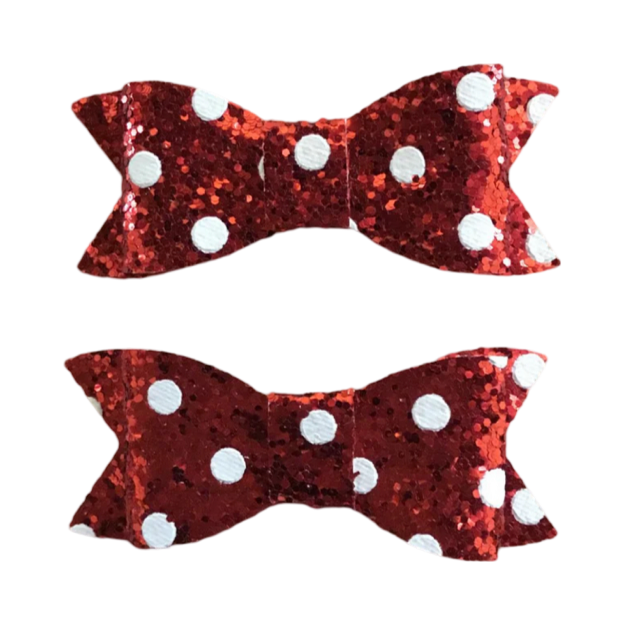 Red Glitter Dots bow clips set