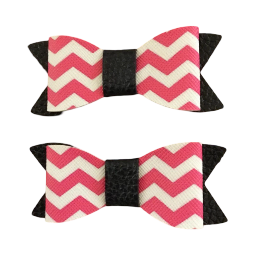 Pink Zig Zags with tie Bow Clips set