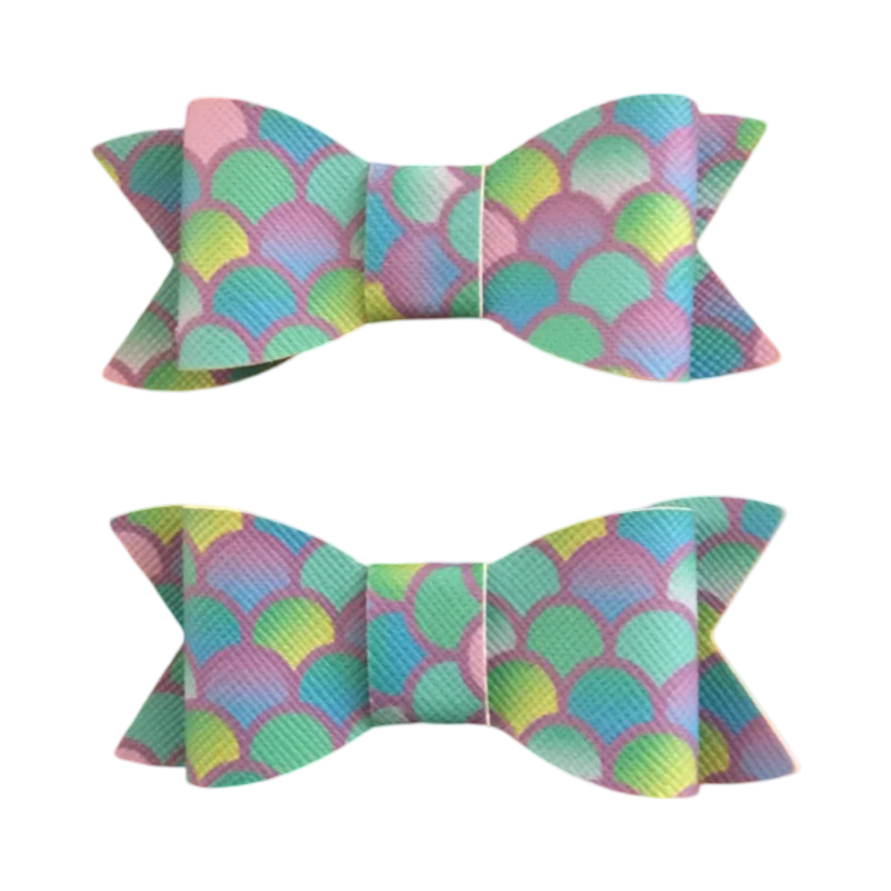 Bright Purple Green Scales Bow Clips set