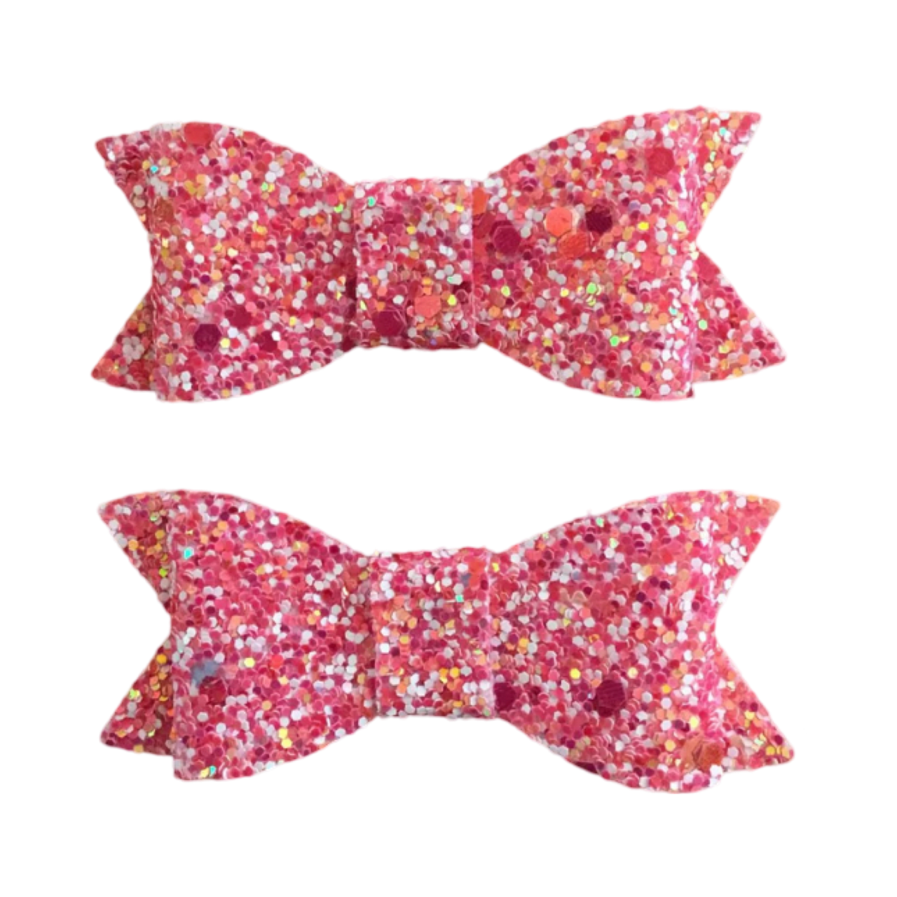 Peach Glitter Bow clips set