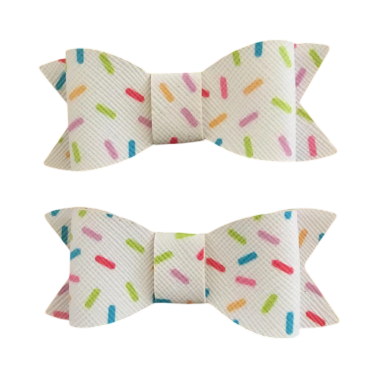 White coloured sprinkles Bow clips set