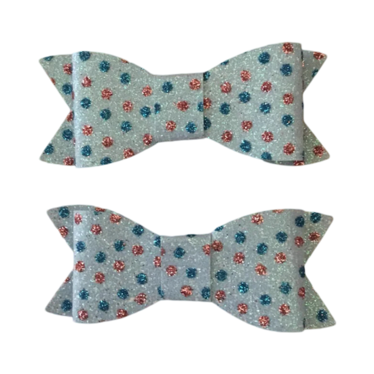 Blue Glitter Dot Bow Clips set