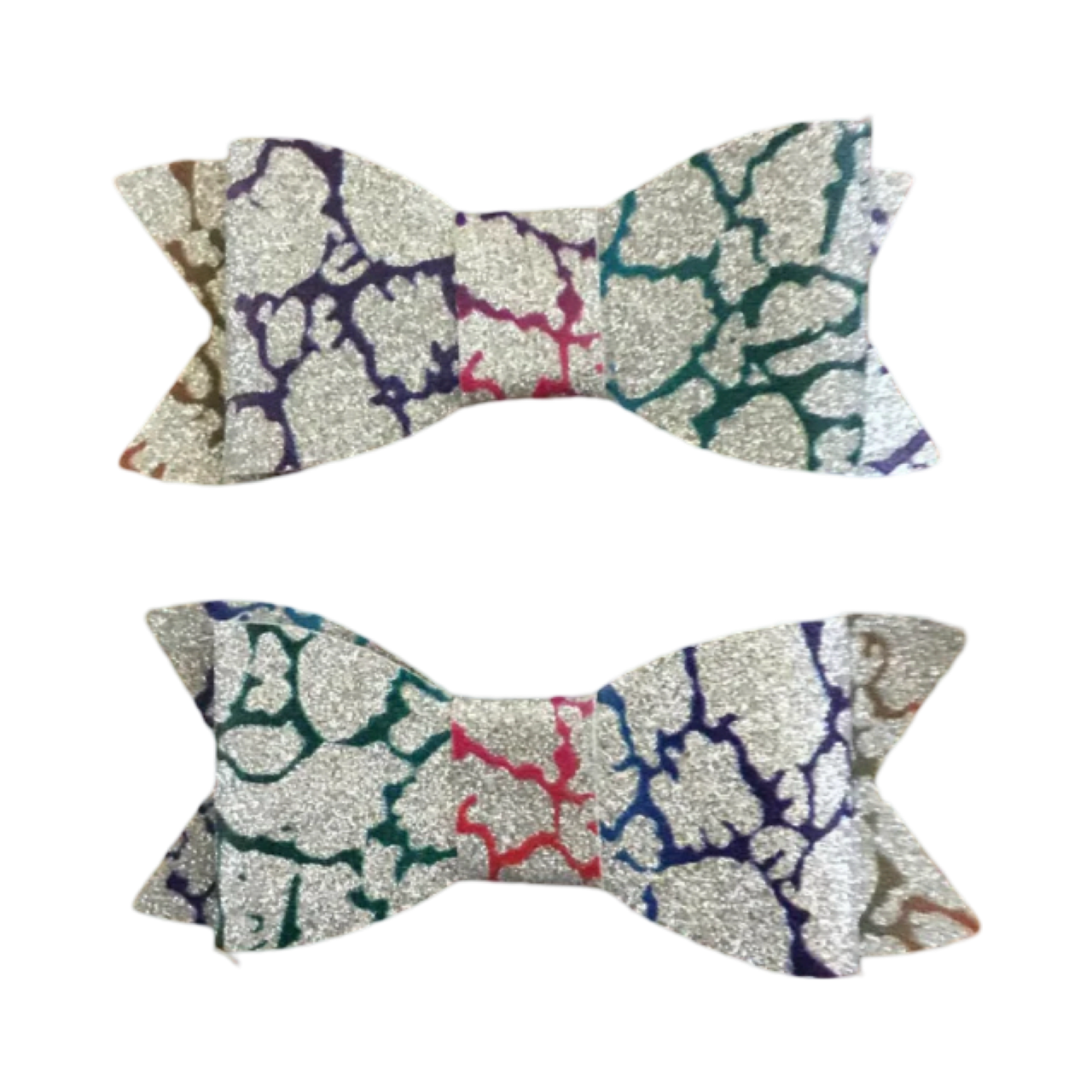 Silver Multi-coloured  Bow Clips Set