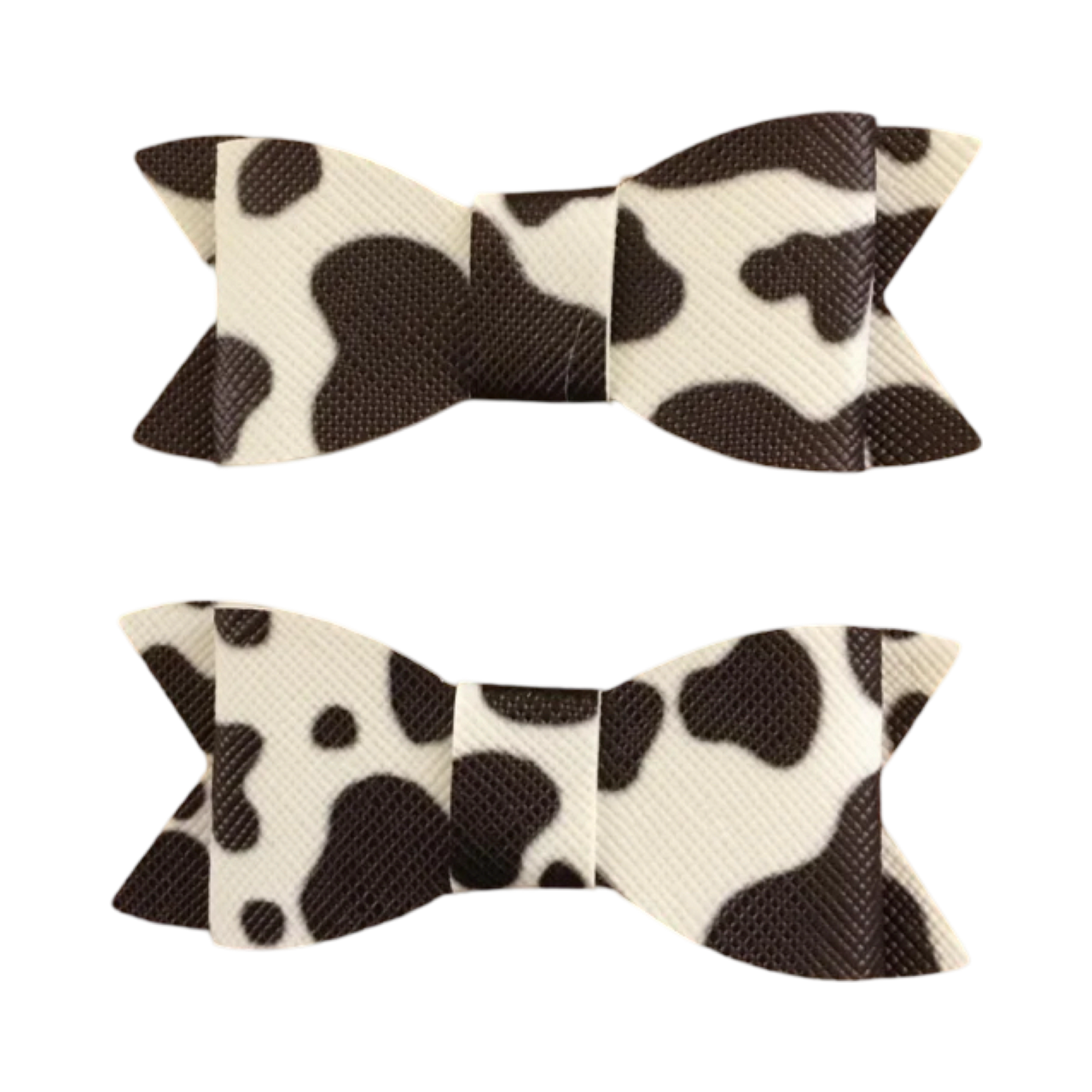 Black Cow Print Bow Clips Set