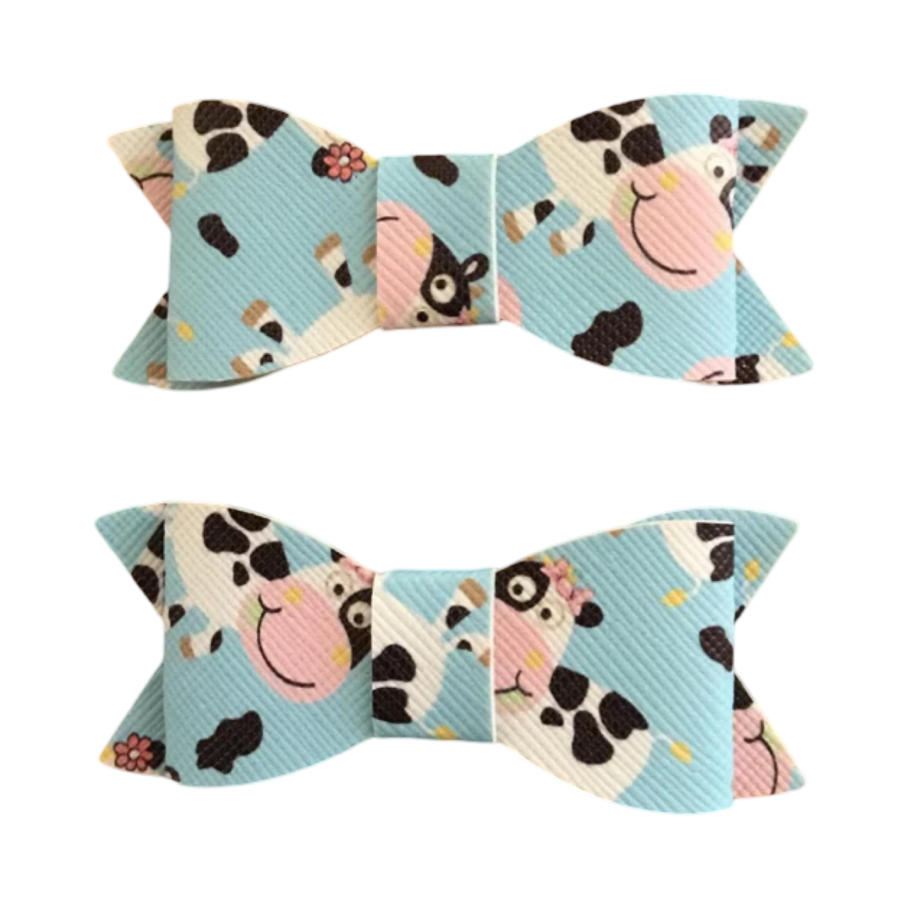 Blue Cows Bow Clips Set