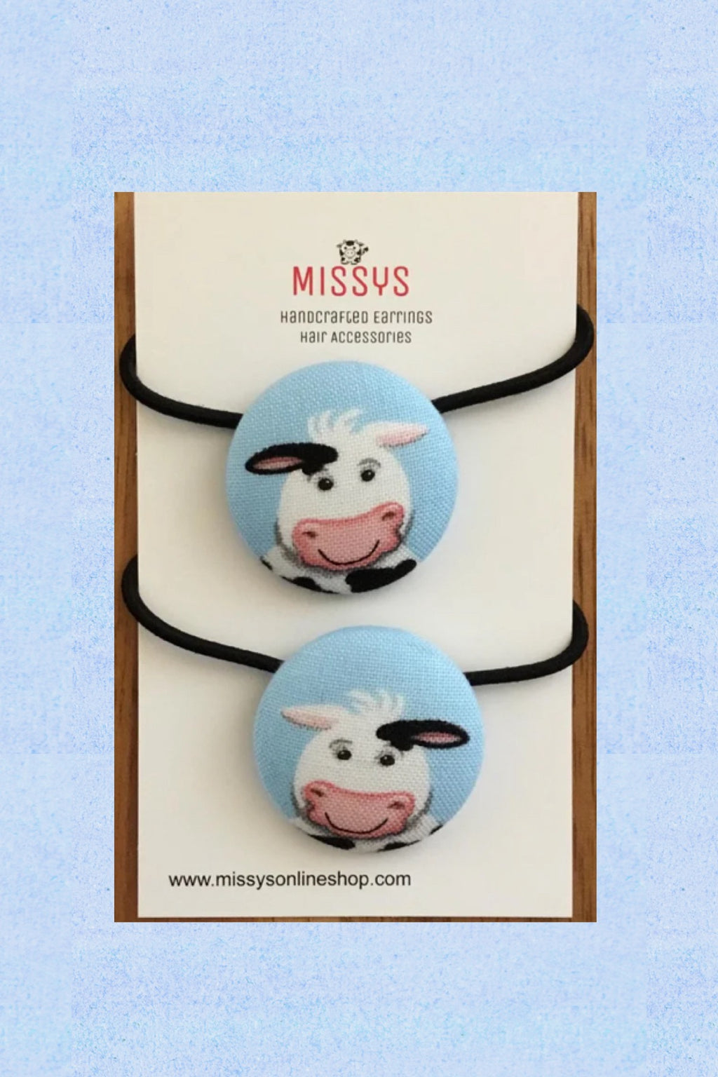 Hair Tie 2 pack Happy Blue Moo Cow