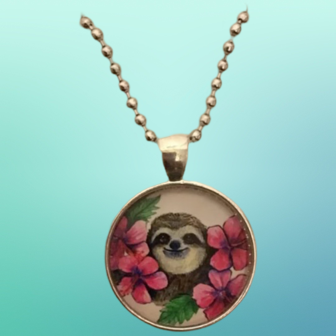 Peek-a-boo Sloth pendant set