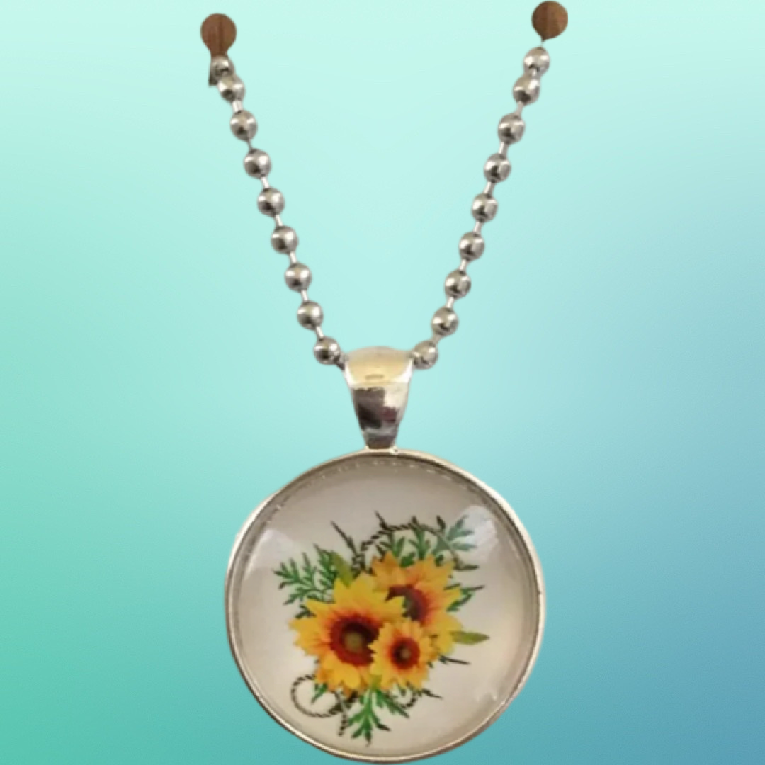 Golden sunflower single pendant