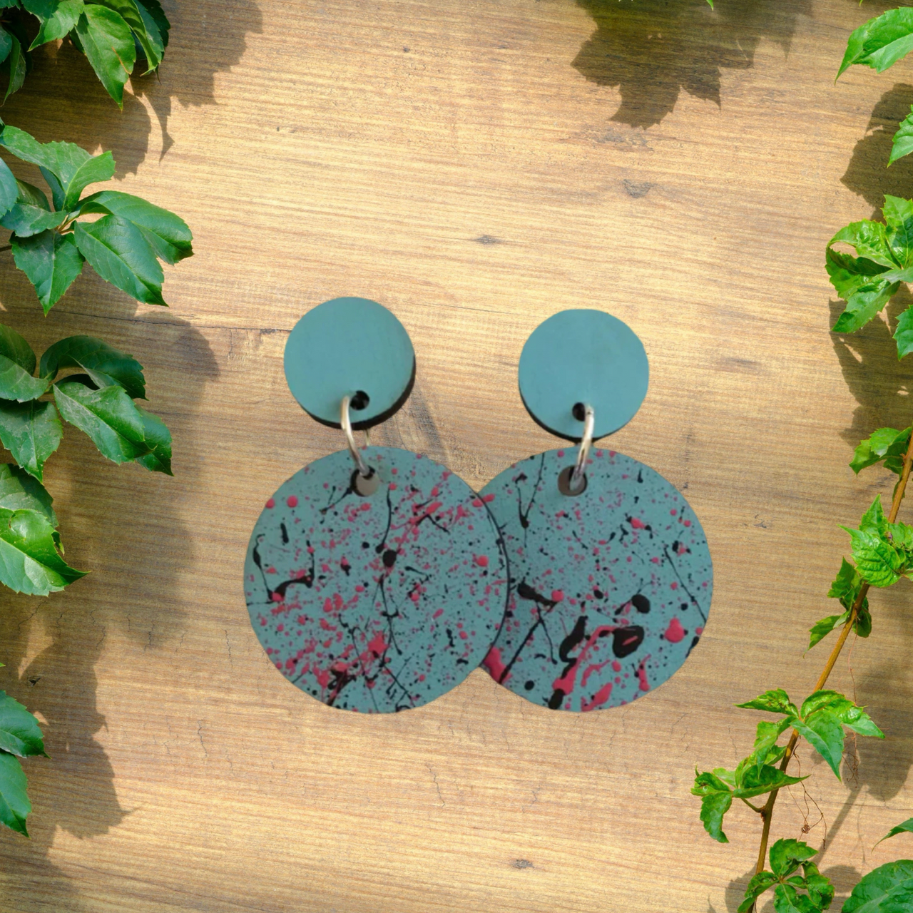 Sky Blue Pink and Black Splatter