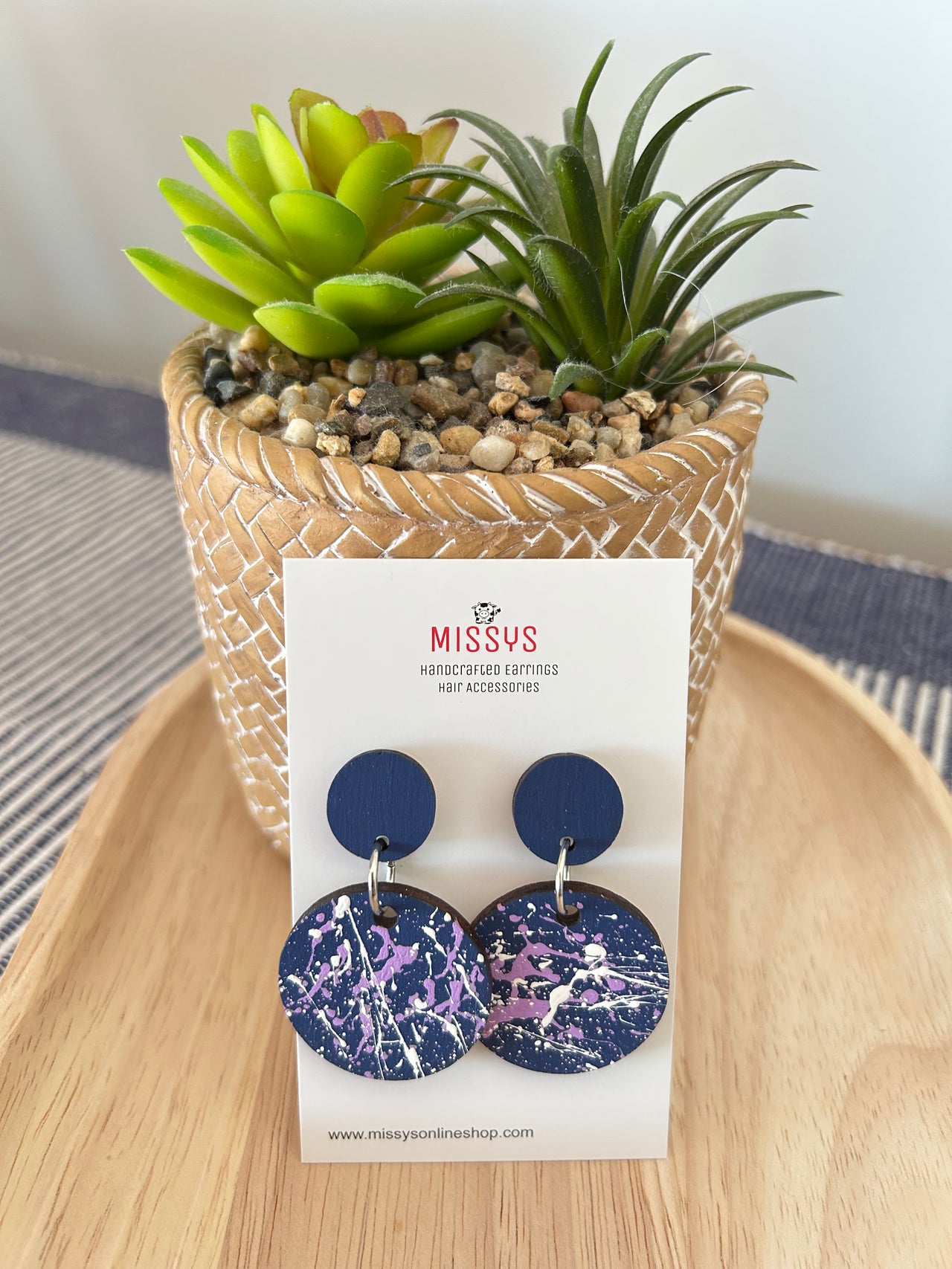 Wooden Dangles "Splatter' style Gift Pack Save 15% 3 pairs of earrings