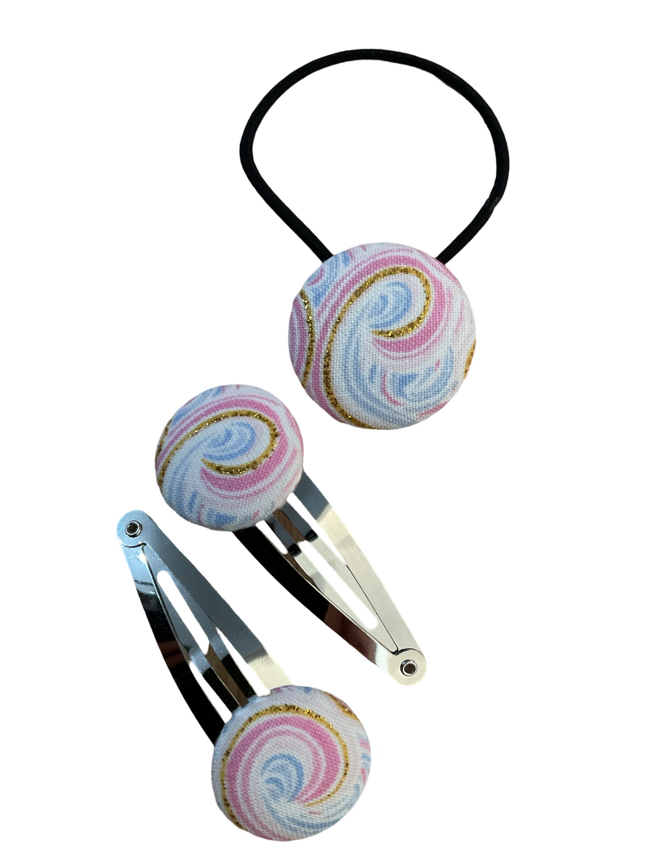 Swirls with Glitter Hair tie and hair clips set