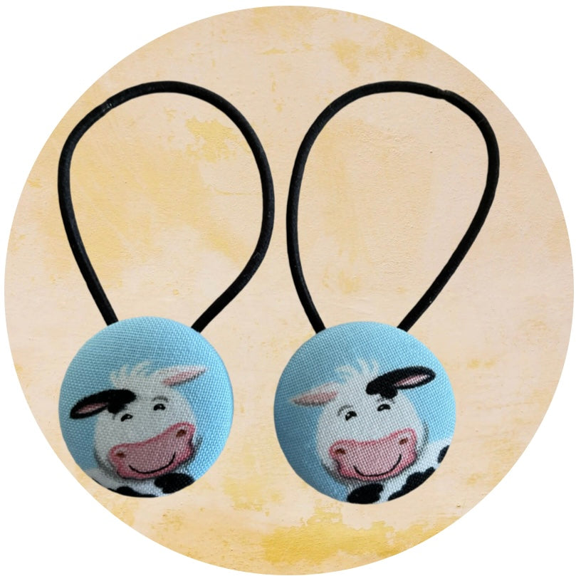 Hair Tie 2 pack Happy Blue Moo Cow