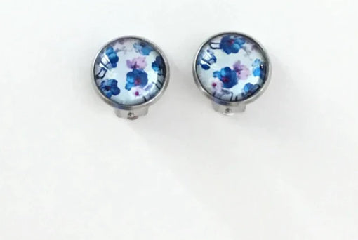 Pansy Patch Clip On Dome Earrings 12mm