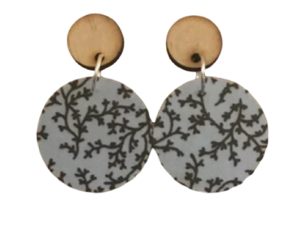 Creeping Leaves Fabric Wooden Dangles