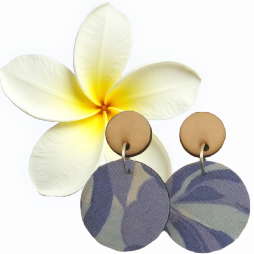 Coastal Blue Fabric Wooden Dangles