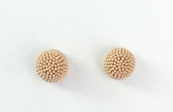 Beige Bubble Half Round Earrings