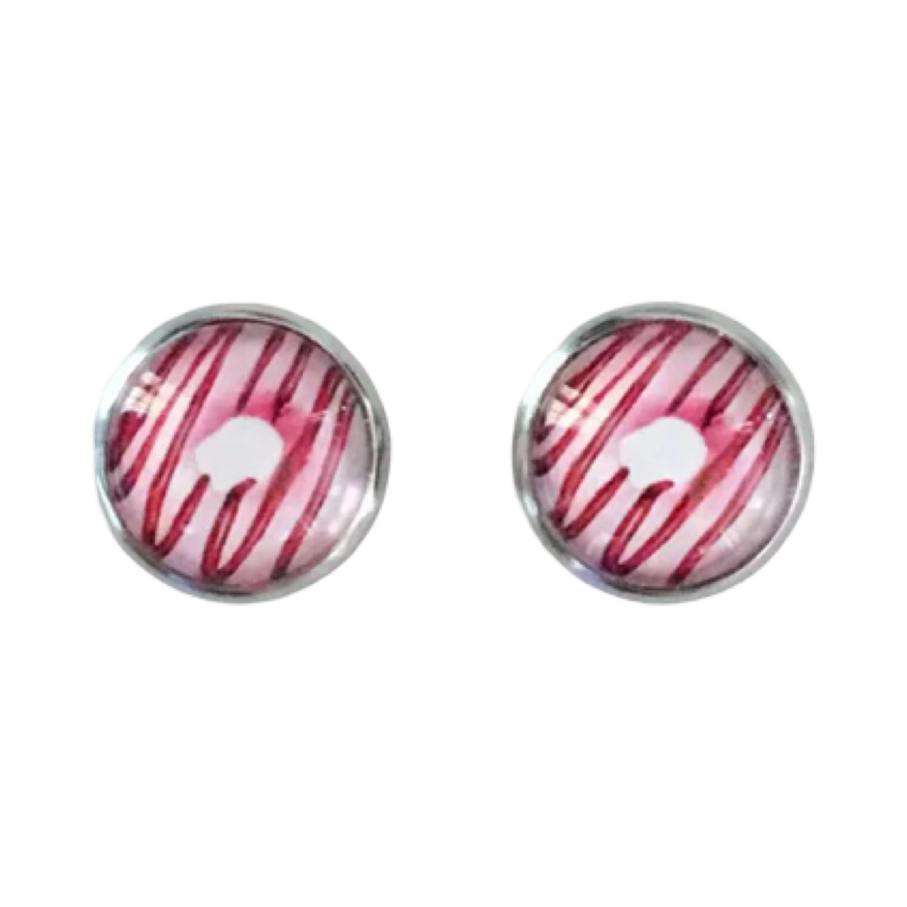 Donut time glass dome earring 12mm
