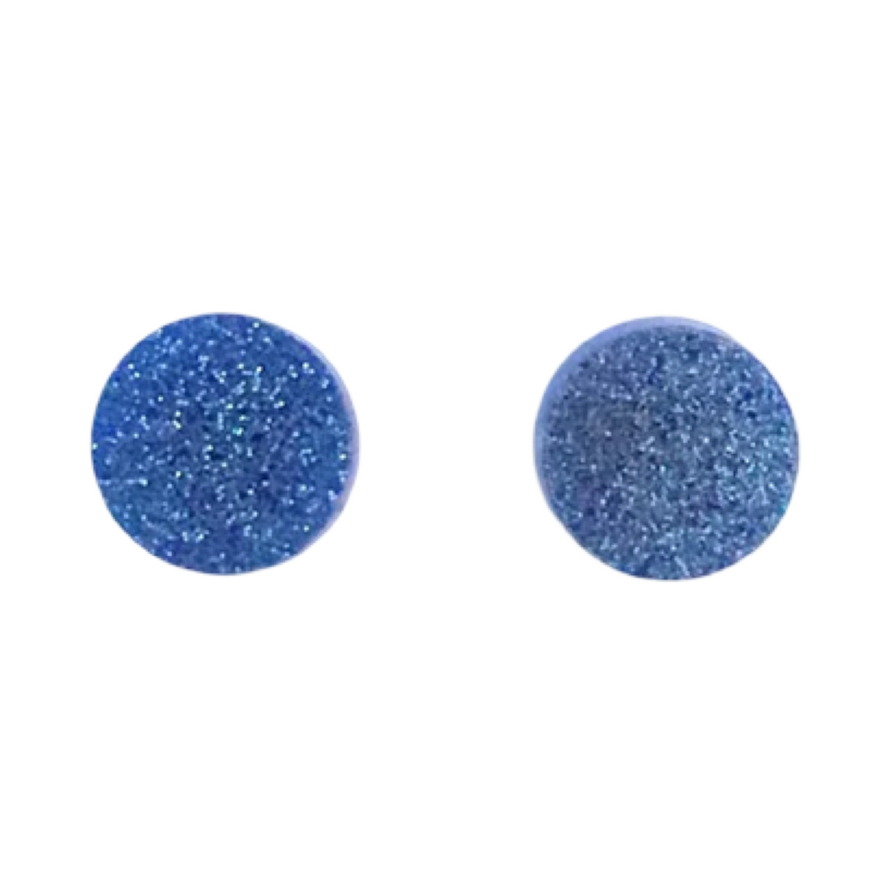 Blue flat glitter resin earrings