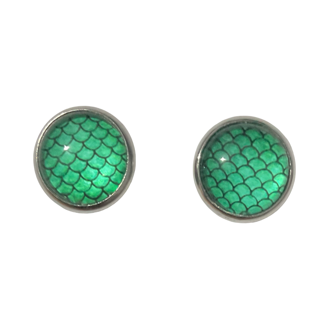 Mermaid Scales Glass Dome Earrings 12mm 3 designs