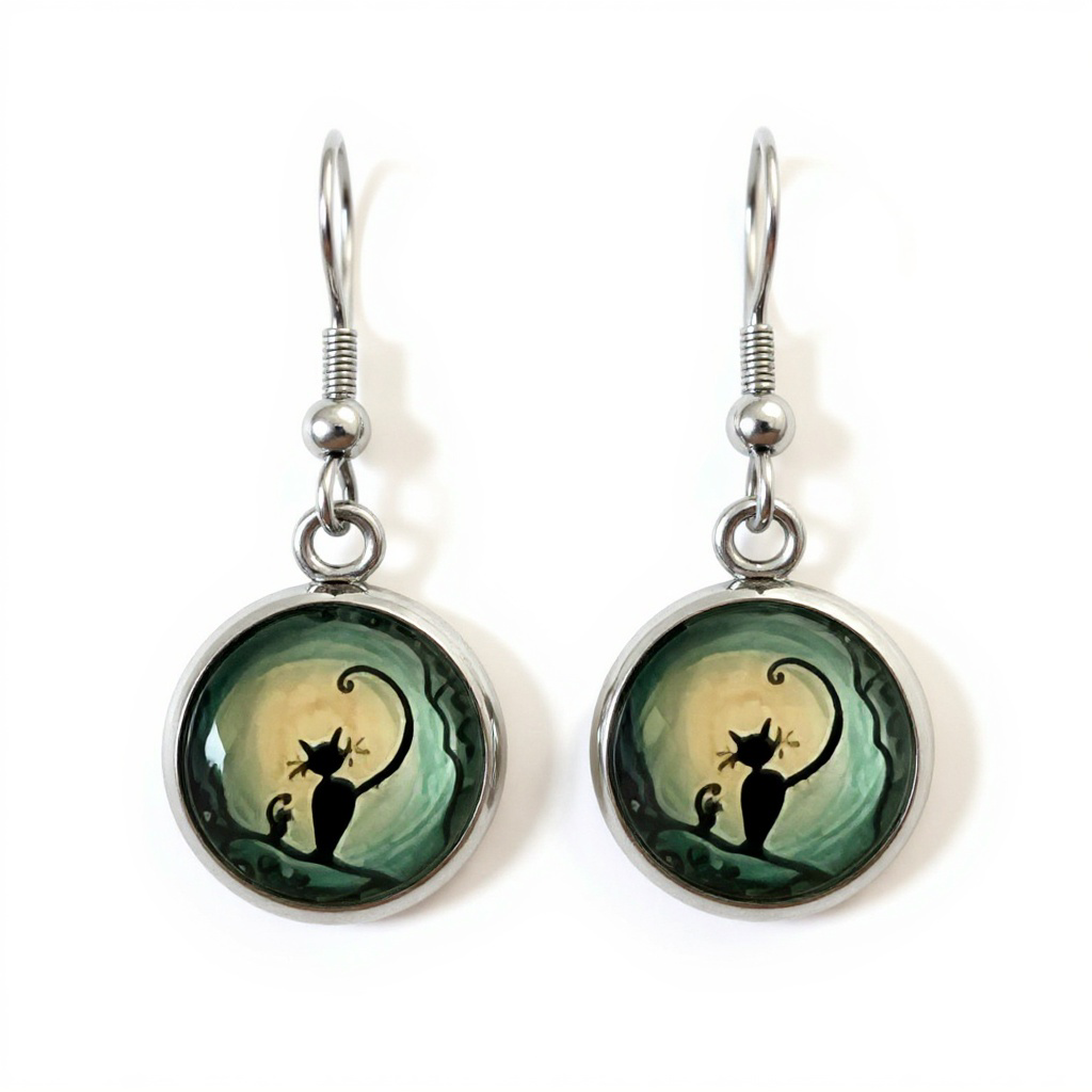 Two black cats in the Moonlight