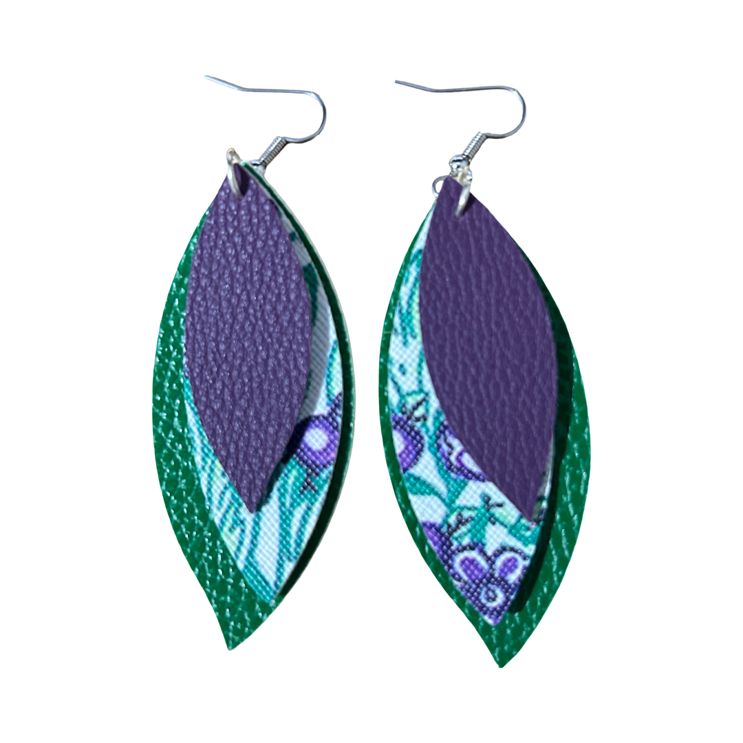 Purple Floral Trio Dangles