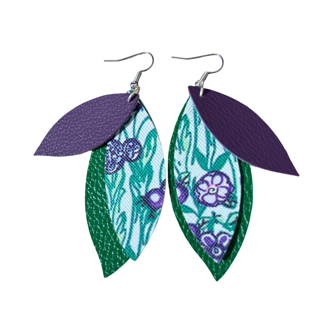 Purple Floral Trio Dangles