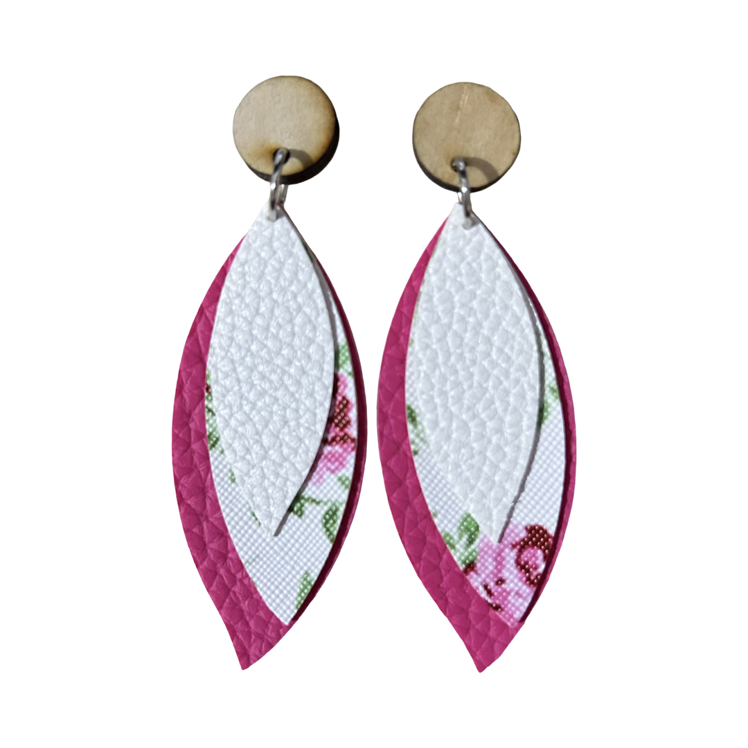 Pink Roses Trio Dangles