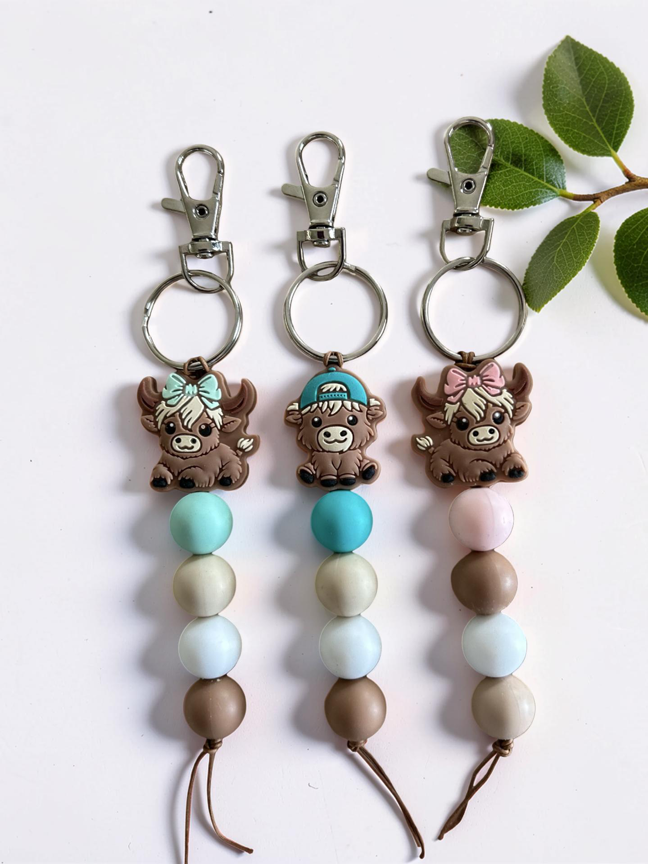 Highland Cows Rosie Daisy and Hamish keyrings Small