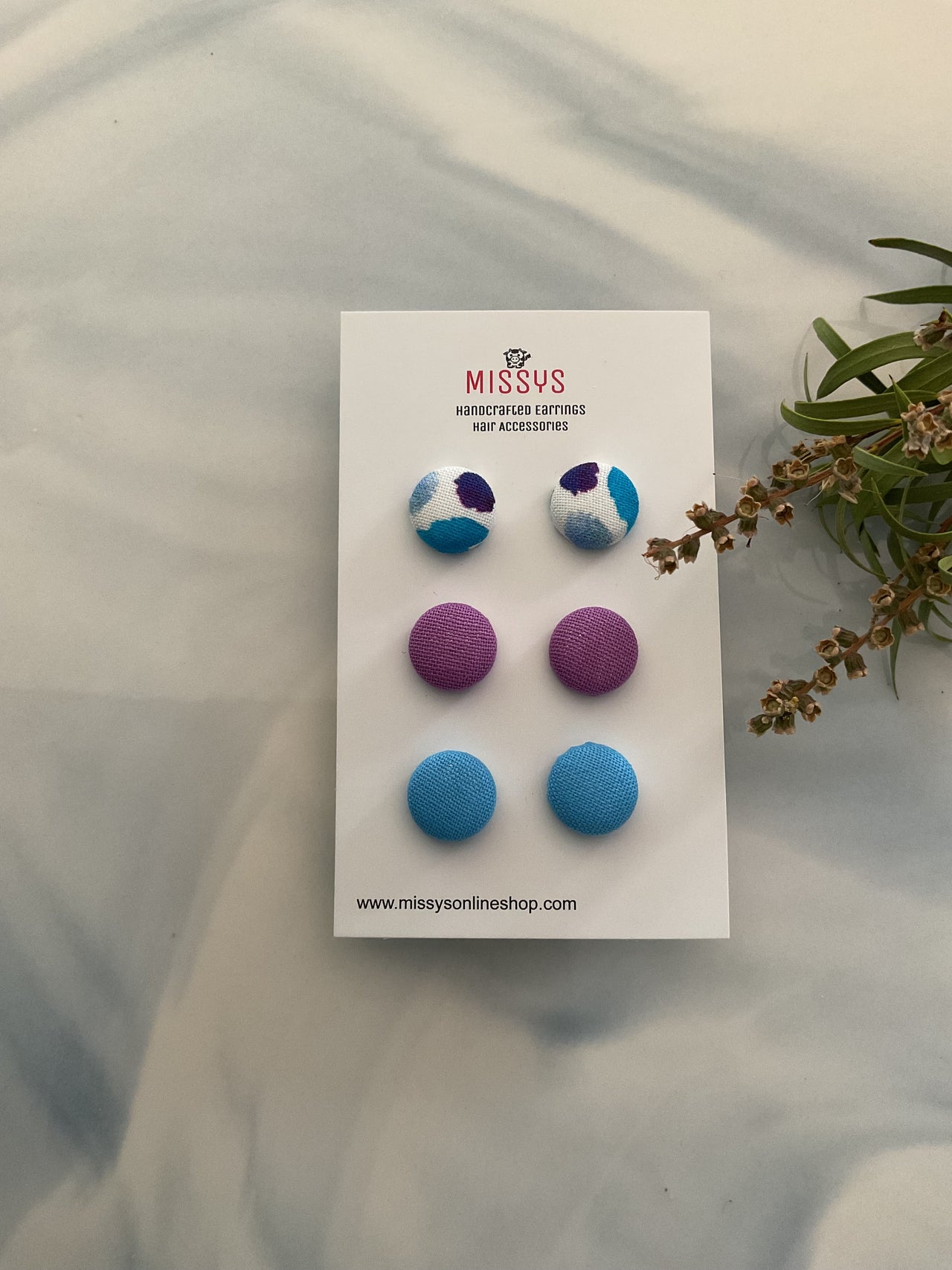 Lilac Blue Fabric earring set