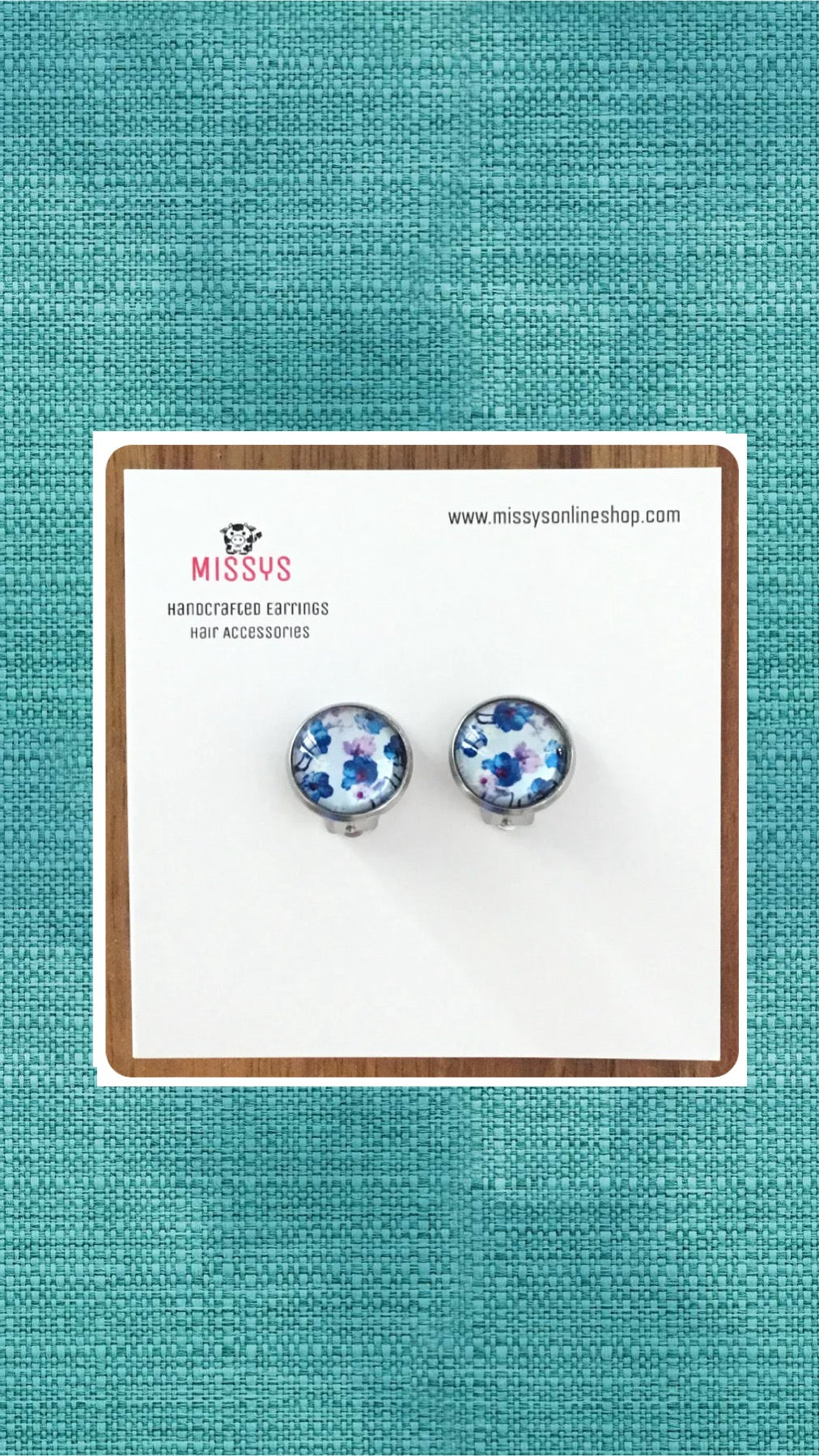 Pansy Patch Clip On Dome Earrings 12mm