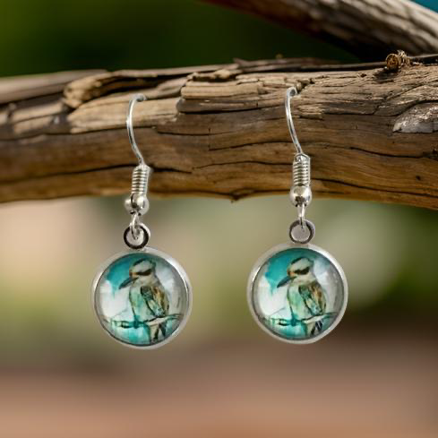 Kookaburra hook earrings 12mm