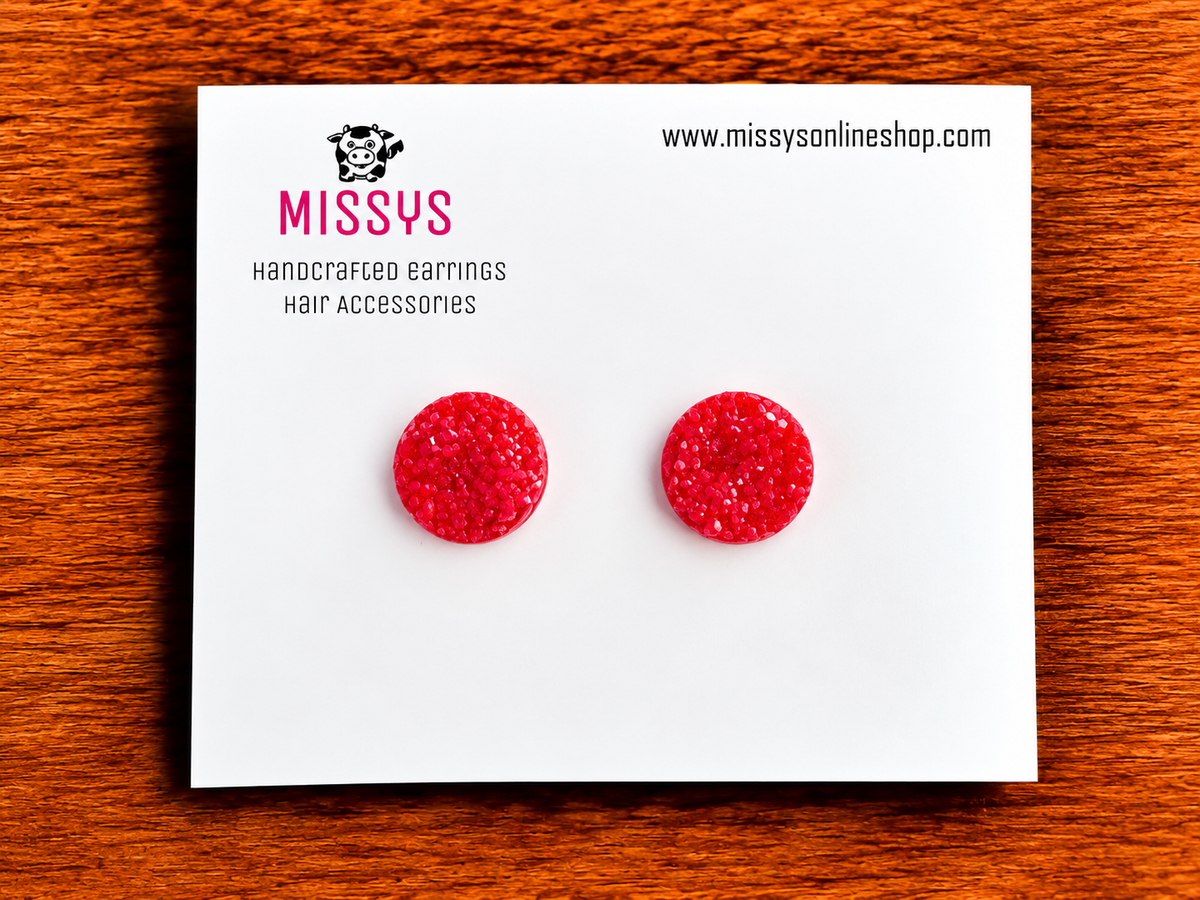 Red Sparkled Textured Stud