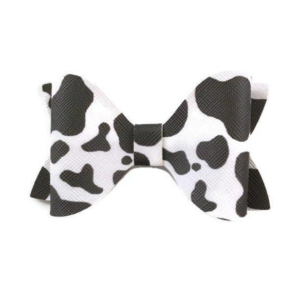 Black Cow Print Bow