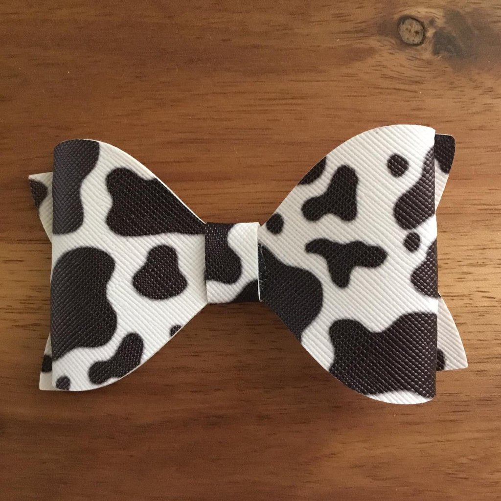 Black Cow Print Bow