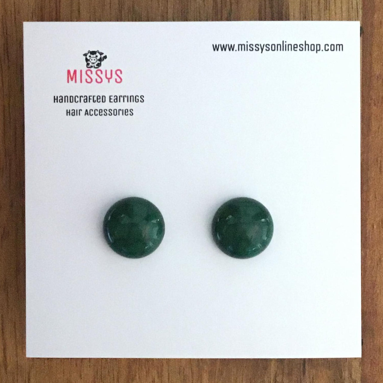 Dark Green Crackle Earrings