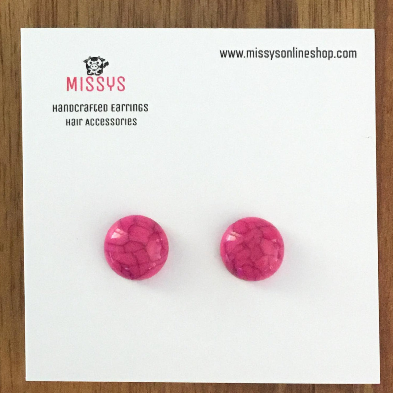 Hot Pink Crackle Earrings