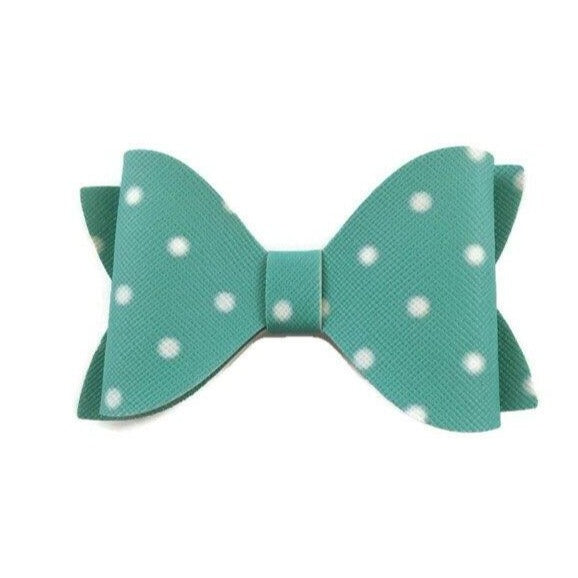 Aqua and White Polka dot Bow Collection