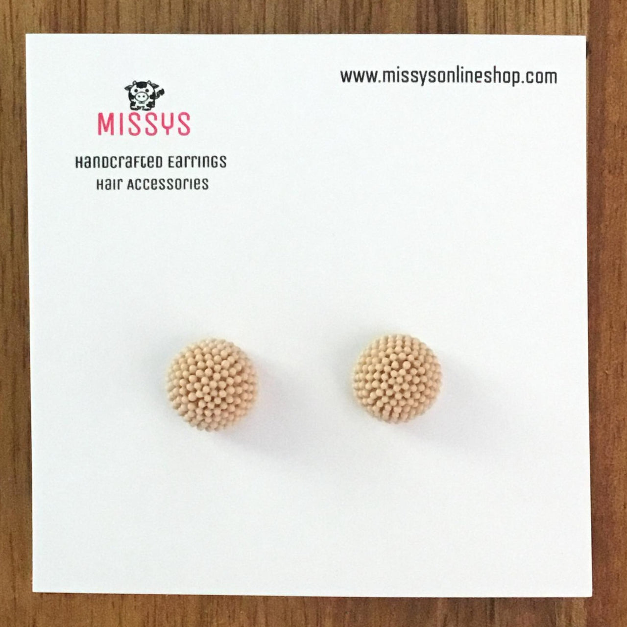 Beige Bubble Half Round Earrings