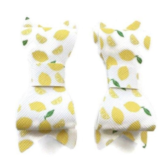 Lemons Hair Bow Clips Set