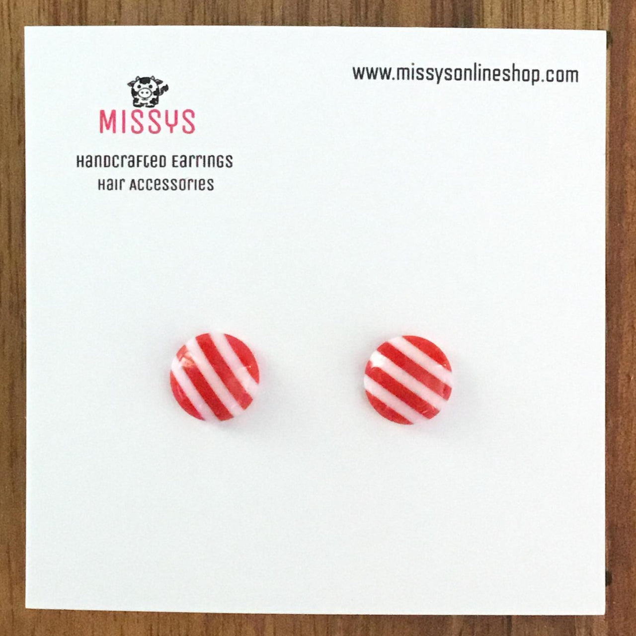 Red and White Stripe Earrings