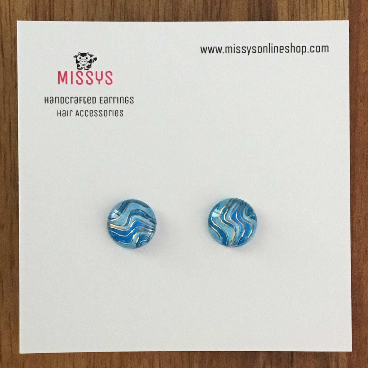 Blue Glossy Wave Earrings
